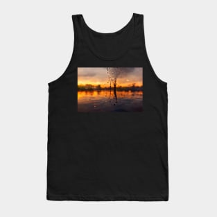 Sunset Lake Raindrops In Golden Houer Cloudscape Tank Top